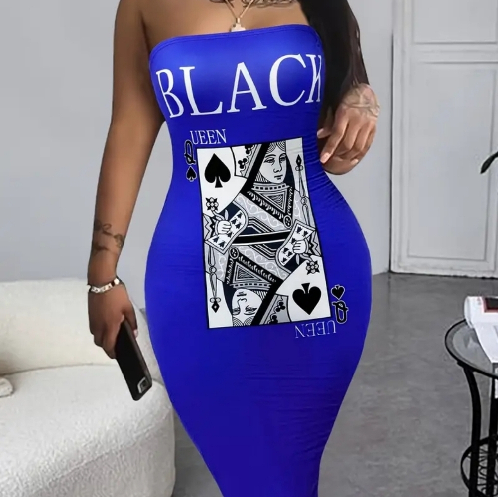 BLUE BLACK JACK GRAHIC TEE DRESS